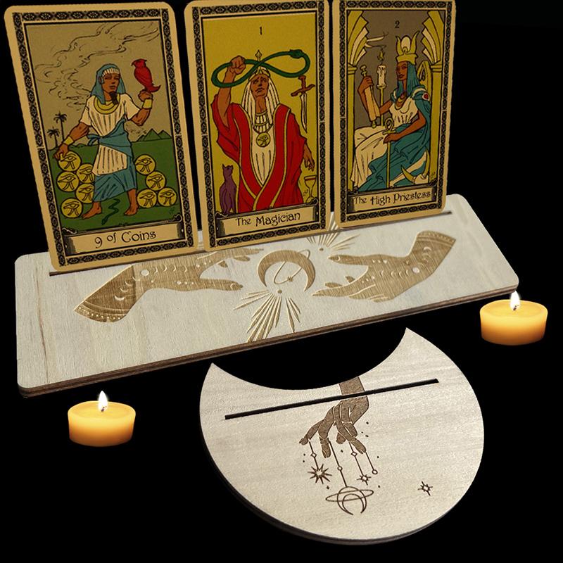 Dekor Ein Set Altarständer Holz Display Mondform Rechteck Karte Holzständer für Tarot