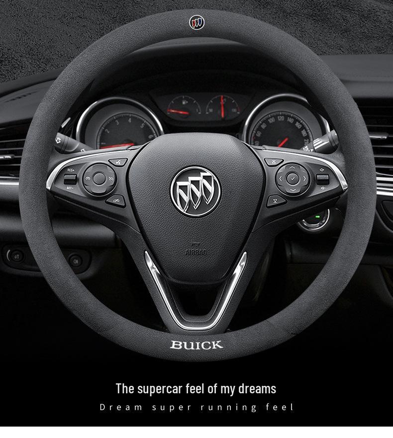 Buick Leather Steering Wheel Cover for Regal, Excelle, LaCrosse, Verano, GT, GL6, Encore, GL8, Envision.