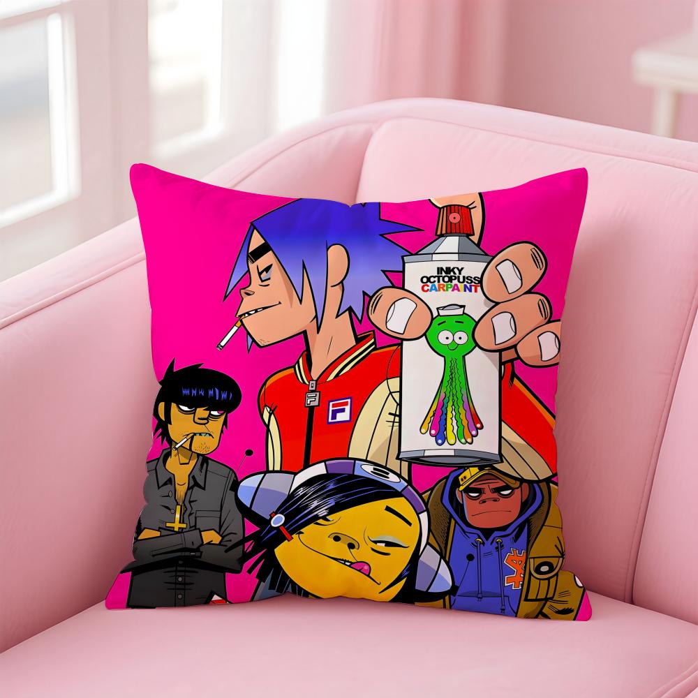 Classic Virtual British Band GGorillaz Cushion Cover Pillow Case Soft Skin Friendly Fabric Concealed Zipper