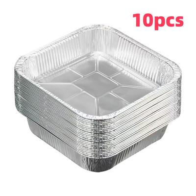 10PCS Air Fryer Aluminum Foil Pan Kitchen Supplies Food Containers Square Oven BBQ Tray Oil-proof Non-stick Kitchen Baking Tool