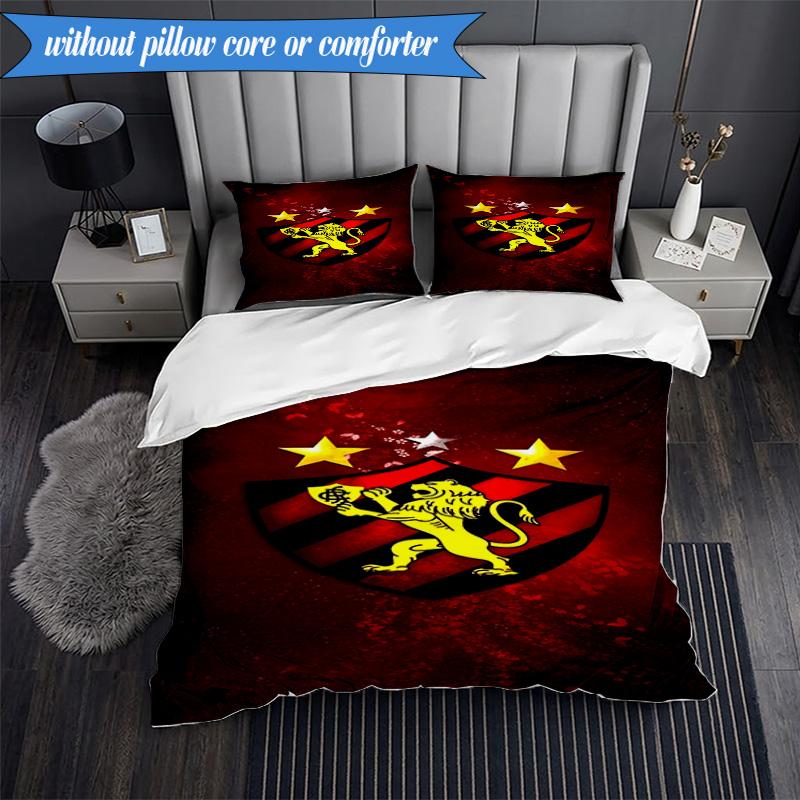3PCS Sport Club Football Crest Printed Soft Bedding Set,Including 1pc Duvet Cover And 2pcs Pillowcases Perfect for Bedroom, Dormitory, Fan gift