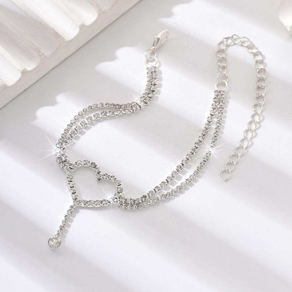 1PC Women's Fashion Trendy Heart shaped Foot Chain Zircon Accessories Suitable for Date, Party, Festival Gifts-6025