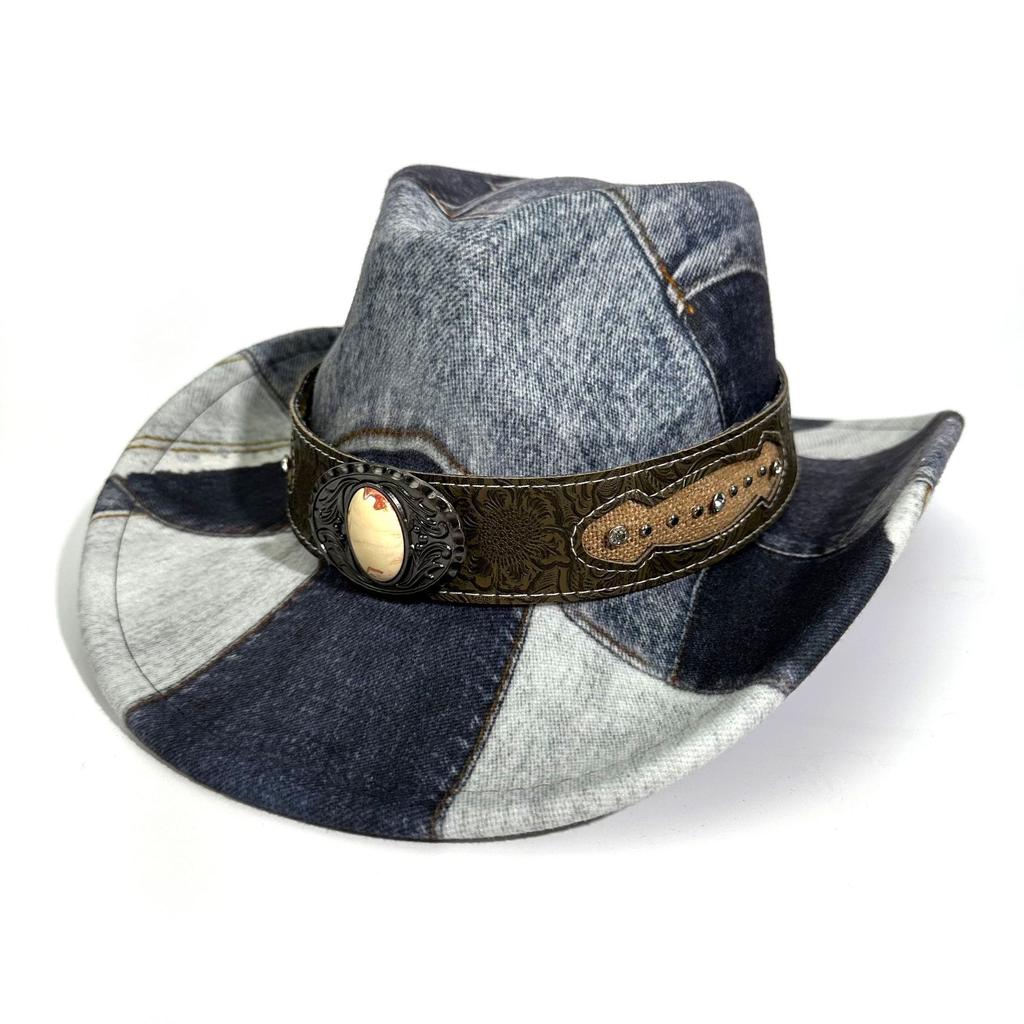 Western Cowboy Hat Retro Retro Color Matching Peach Top Jazz Hat Men'S And Women'S Versatile Top Hat