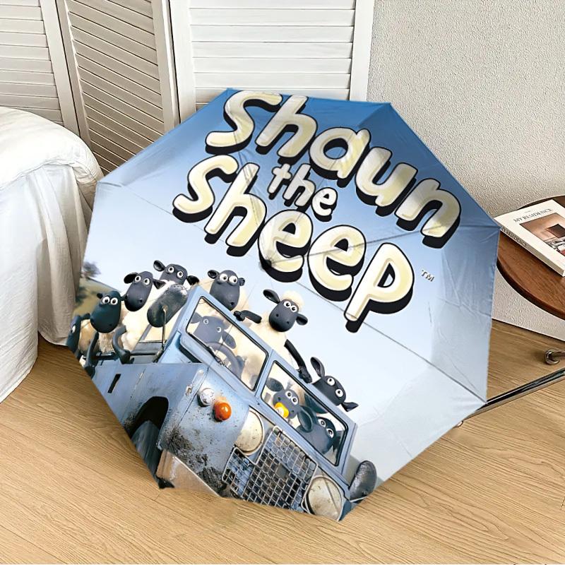 1 Guarda-chuva Dobrável Automático Ovelha Shaun, Design Portátil Dobrável, Acessório Casual para Exterior L1127041