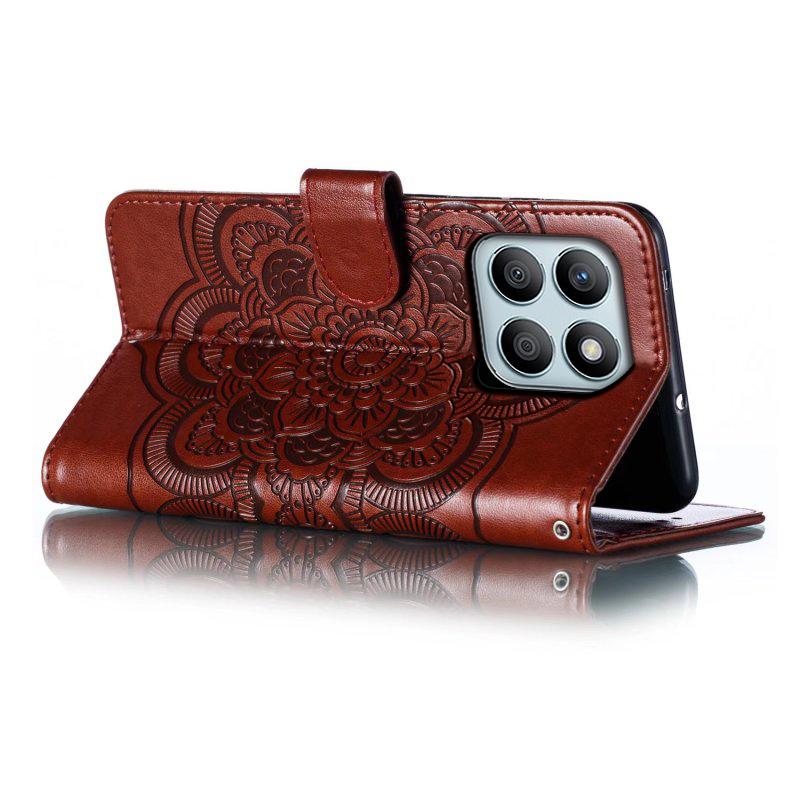 For Honor X8b 4G Case PU Leather Mandala Imprinted Design Wallet Phone Cover