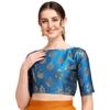 Oomph! Women'S Indian Ethnic Wear Designer Floral Pattern Zari Work Boat Neck Half Sleeve Readymade Non - Padded Blouse