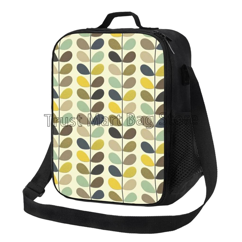 Orla Kiely Sac à Lunch Portable Motif Feuilles Colorées Réutilisable Isotherme Fourre-tout Bento avec Sangle Réglable pour Travail Pique-nique Voyage