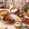 YFJY Acacia Wood Bowl Set - Japanese Style, Moisture-Proof Wooden Bowls and Plates for the Home.