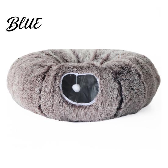 Durable Cat Tunnel Donut Toy Balls Washable with Hanging Plush Bed Indoor Kittens Small Large