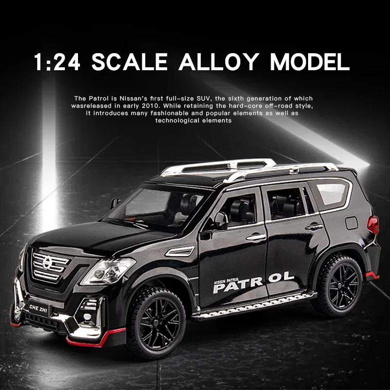 New 1:24 Nissan Patrol Off-road SUV Alloy Model Car Diecast car Toy Model Collectible Iron Toy Car Sound Light Car For Boys Kids C48