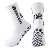 Non-Slip Mid-Calf Sports Football Socks with Terry Bottom and Round Silicone Grip