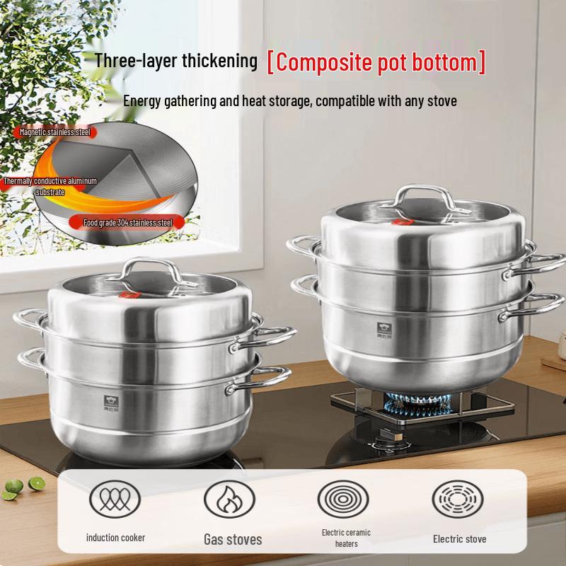 Kangbach 304 Stainless Steel 3-Layer Steamer Pot