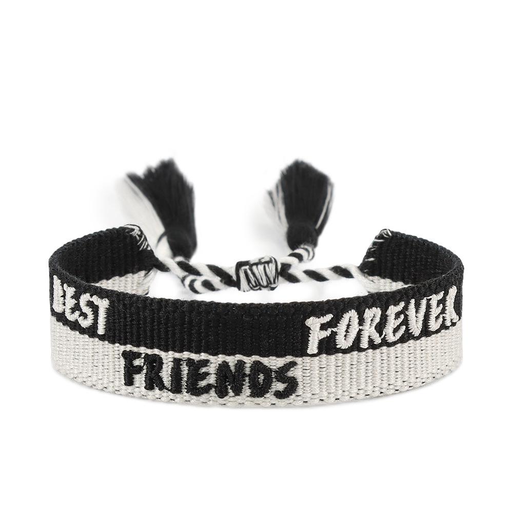 Heart-to-Heart Best Friends Embroidered Bracelet with Tassel