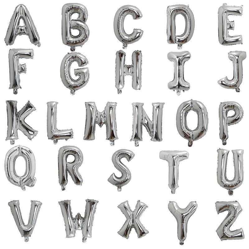 

16 32 Inch Foil Letter Balloons A-Z Air Helium Alphabet Balloon Figures Happy Birthday Wedding Decorations Adult Name Baloon A&16INCH серебряный