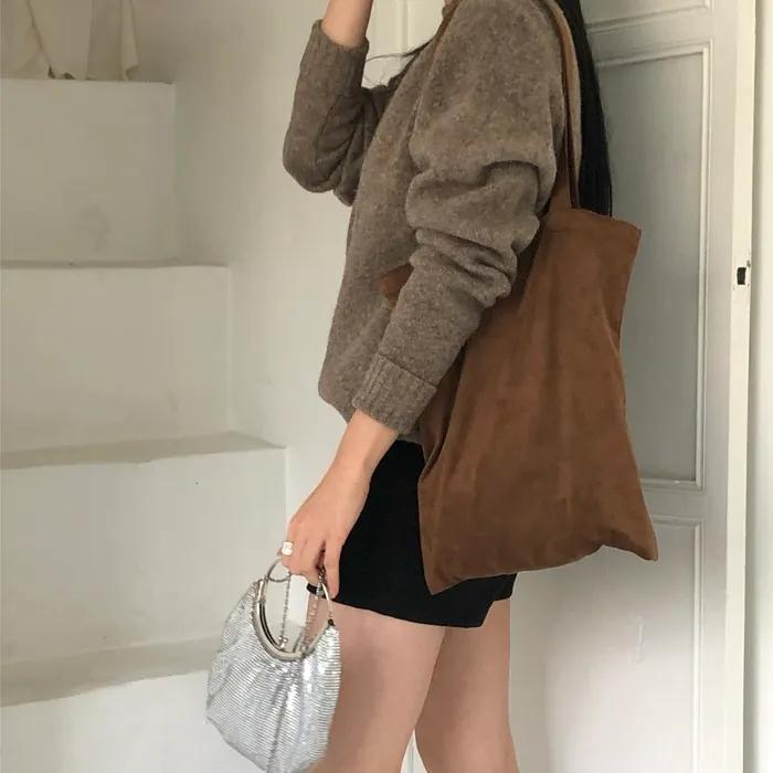 Suede mood bag perfect for an easygoing everyday vibe [3rd Stock]_DAILY MOOD BAG_TOFFEE NUT BROWN