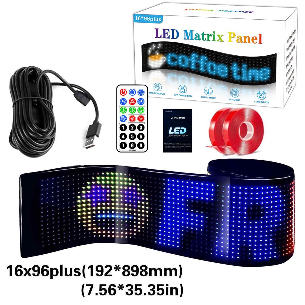 Smart Rgb Full Color Flexible Led Screen Bluetooth App Control Car Rear Window Advertising Rolling Display