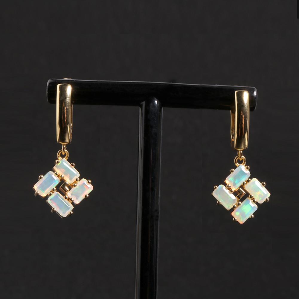 Romantický design Světlé luxusní náušnice s přírodním opálem Módní šperky ze stříbra 925 pro ženy a dívky dárek k narozeninám