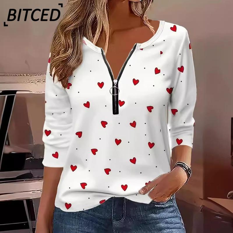 BITCED Women's Fashion Casual Long Sleeve V-Neck Blouses & Shirts