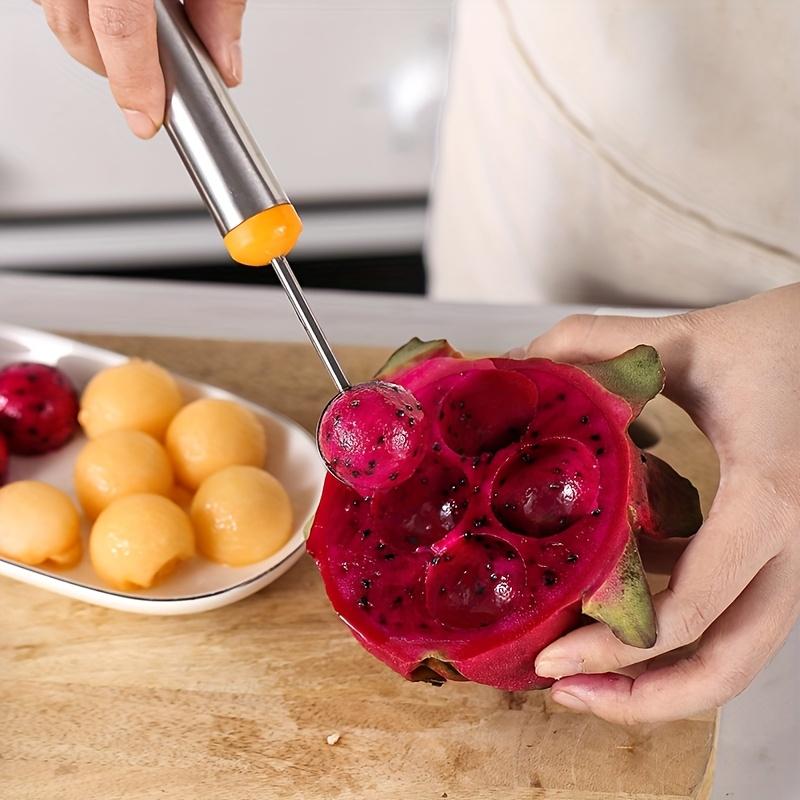 A Stainless Steel Watermelon Spoon, Fruit Carving Set, Multi Purpose Fruit Spoon, Fruit Cutter, Ice Cream Spoon, Multi Function Long Handled Spoon,
