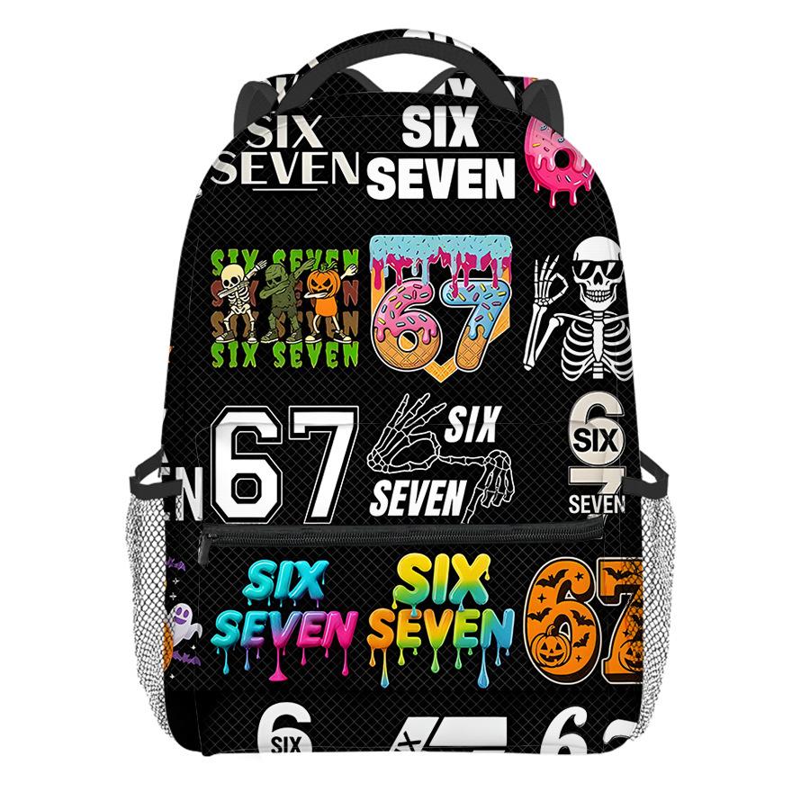 Hip Hop Kpop Νεανικές Σχολικές Τσάντες Unisex 67 έξι επτά Τσάντες Ταξιδιού 3D Εκτύπωση Oxford Αδιάβροχες Σακίδια Πλάτης για Σημειωματάρια