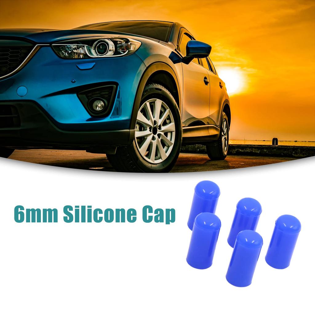 ACROPIX Intake Vacuum Hose Tube End Stopper Silicone Blanking Cap 6mm Blue 5pcs