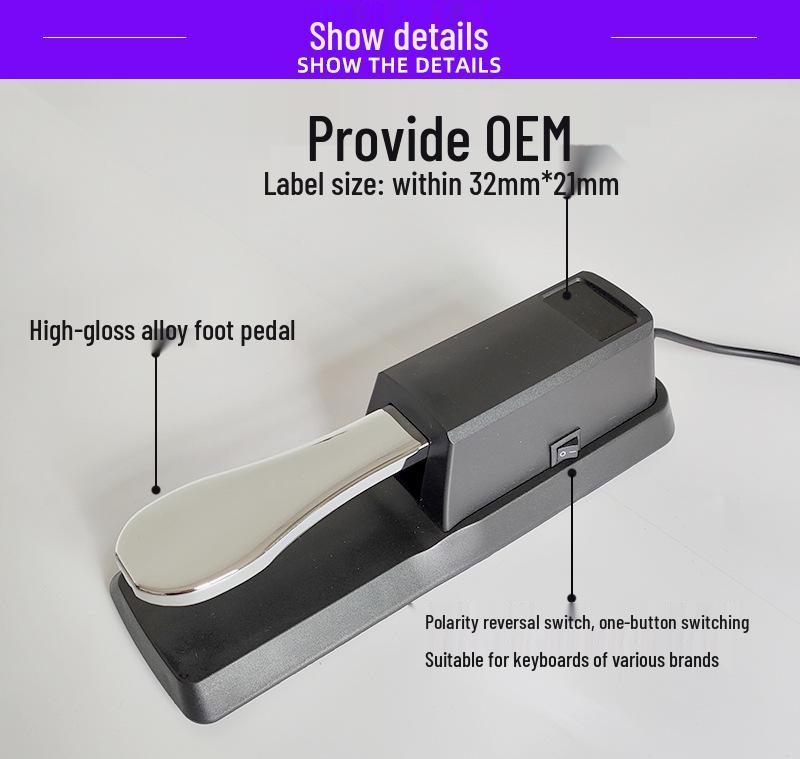 Universal Metal Sustain Pedal for Electronic Keyboards, Digital Pianos, and Synthesizers.