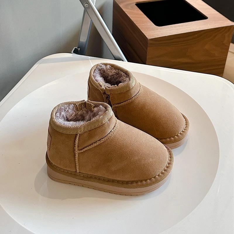 Children Warm Boots with Thick Fur Kids Snow Boots Non-slip 2024 Winter New Fashion Boys Girls Ankle Boots with Side Zipper