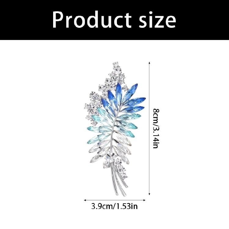 Marquise Stone Brooch Pin with Leaf Shape, Silver-Tone Branch Setting and 8 Cm Size for Lapel, Coat or Dress Accent