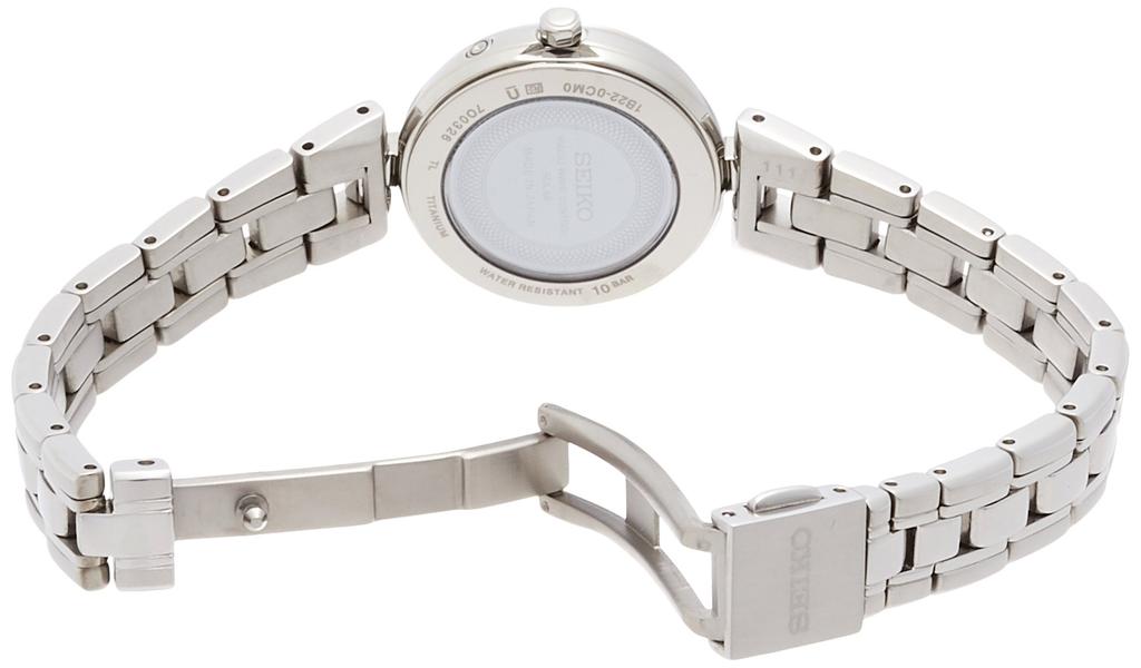 Seiko Watch Exceline Solar Radio-Controlled Titanium Watch, White Dial, Silver, SWCW131, Women's