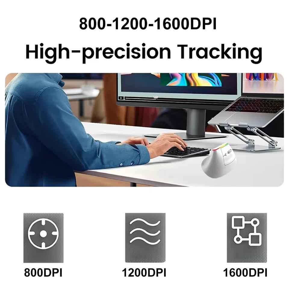 2.4G Wireless Mouse Dual Mode RGB Vertical Mouse Bluetooth Mouse Rechargeable Silent Mouse Ergonomic Mice for PC Laptop Desktop