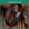 Trendiger Schmuck Herren Geflochtenes Rotes Lederseil Armband Schwarze Magnetische Schnalle Armbänder Punk Herren Handgelenkband Pulsera Hombre