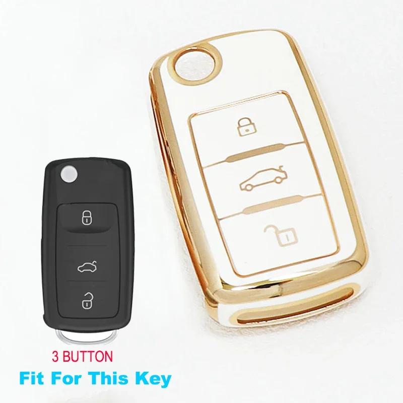 Módní obal na klíč od auta Plný kryt TPU Pro Volkswagen Pro VW Bora Polo Tiguan Jetta Passat B5 B6 B7 Golf Beetle pro Škoda Octavia