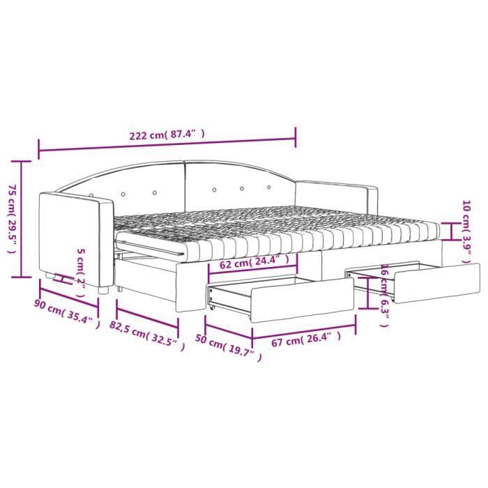 VidaXL Daybed with Trundle and Drawers Blue 80x200 Cm Velvet 3197365