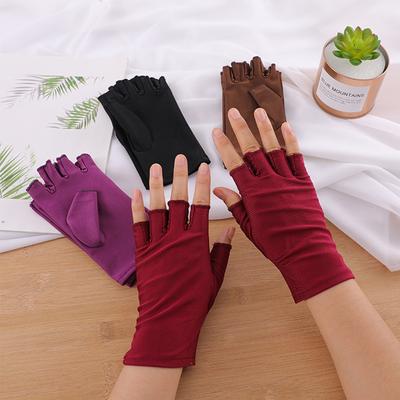 Non-Slip Stretch Sunscreen Sweat Absorption Mittens Anti-UV Driving Gloves Half Finger Gloves