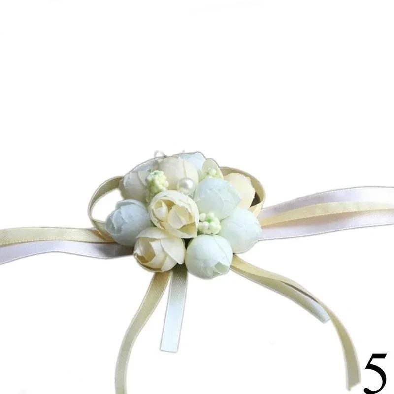 1 PCS Rose Wrist Corsage Bridesmaid Sisters Hand Flowers Artificial Bride Flowers For Wedding Party Decoration Bridal Prom