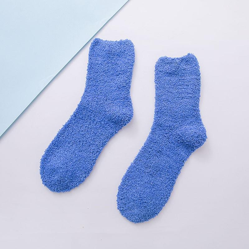 Women's Candy Color Coral Velvet Mid-Calf Socks - Thick, Warm, and Cozy for Autumn and Winter