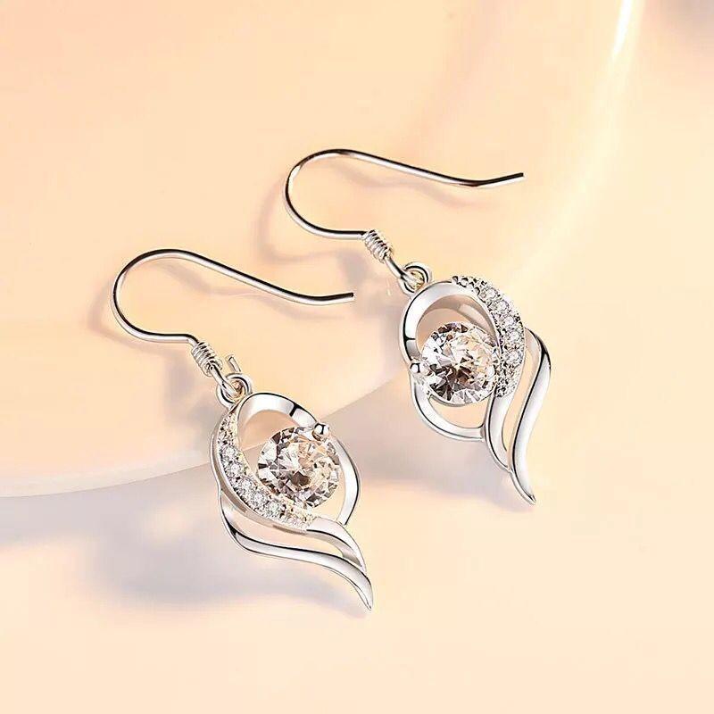 Fashion Long Heart Shaped Dangle Earrings Elegant Jewelry For Women