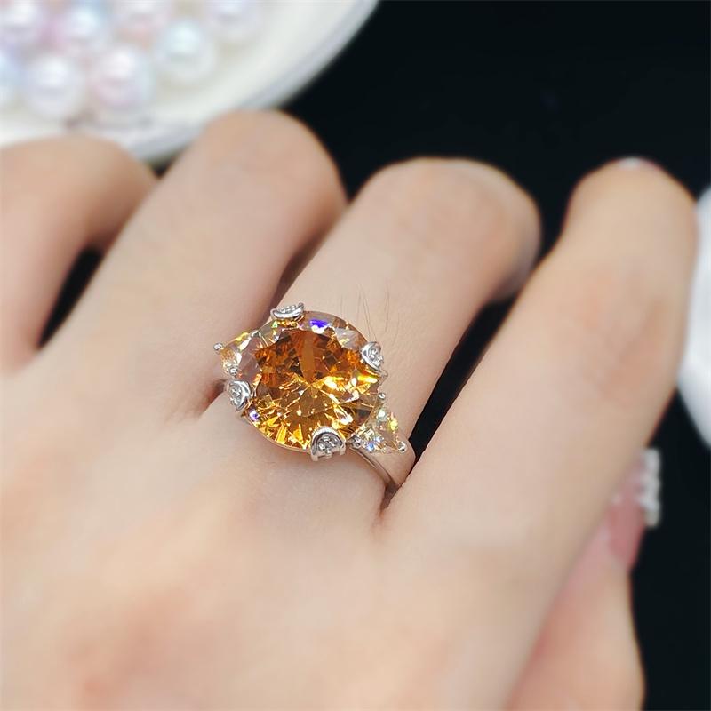 Shiny Champagne Stone Ring Women Jewelry Top Quality Four Claws Crystal Ring for Girl Party Accessories 2025