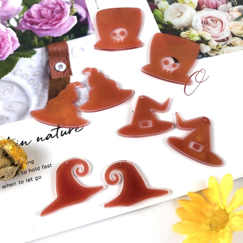 Halloween Geometric Witch Hat Earring Epoxy Resin Silicone Mold Luggage Bag Tags Casting Molds with Hole for DIY Crafts