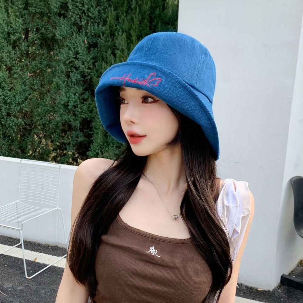 Love Embroidery Fisherman's Hat Foldable Bucket Hat Trendy Sun Hat  Women