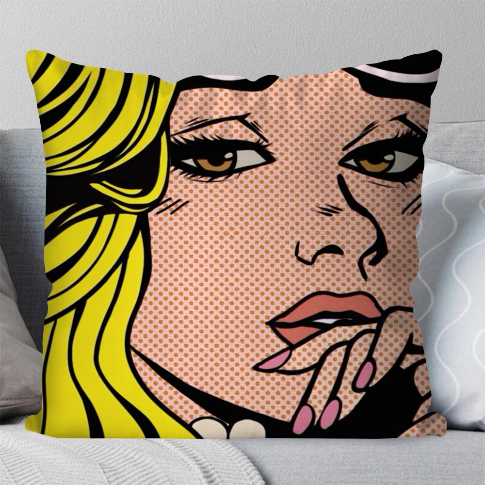 

1 шт. Модная наволочка для подушки с поп-комикс портретом, квадратная подушка, спальня, диван, отдых, комфорт, подушка, автомобиль, гостиная, украшение дома 40X40 16x16Inch