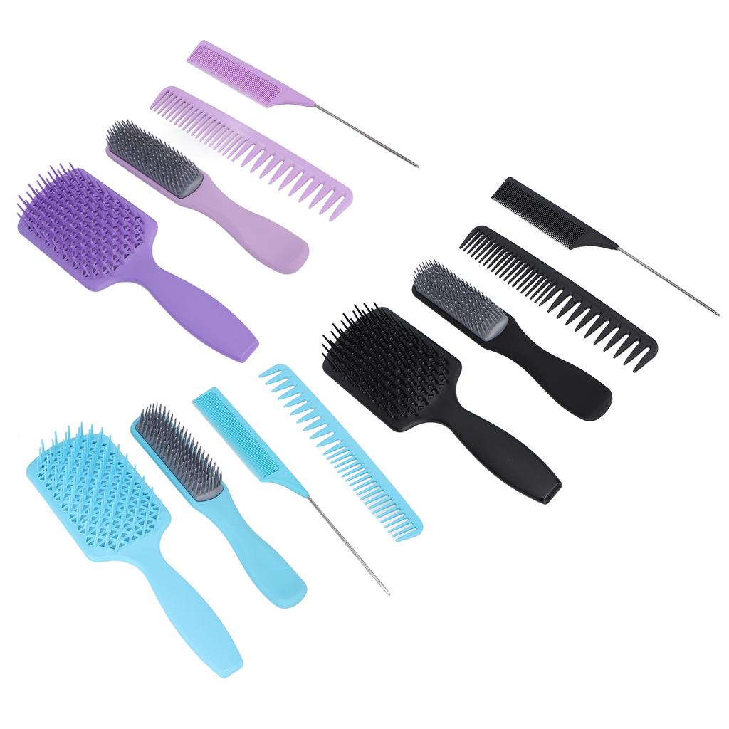 4pcs Hair Brush Set Hollow Comb Tail Comb Fine Wide Teeth Scalp Massage Hair Styling Comb Set