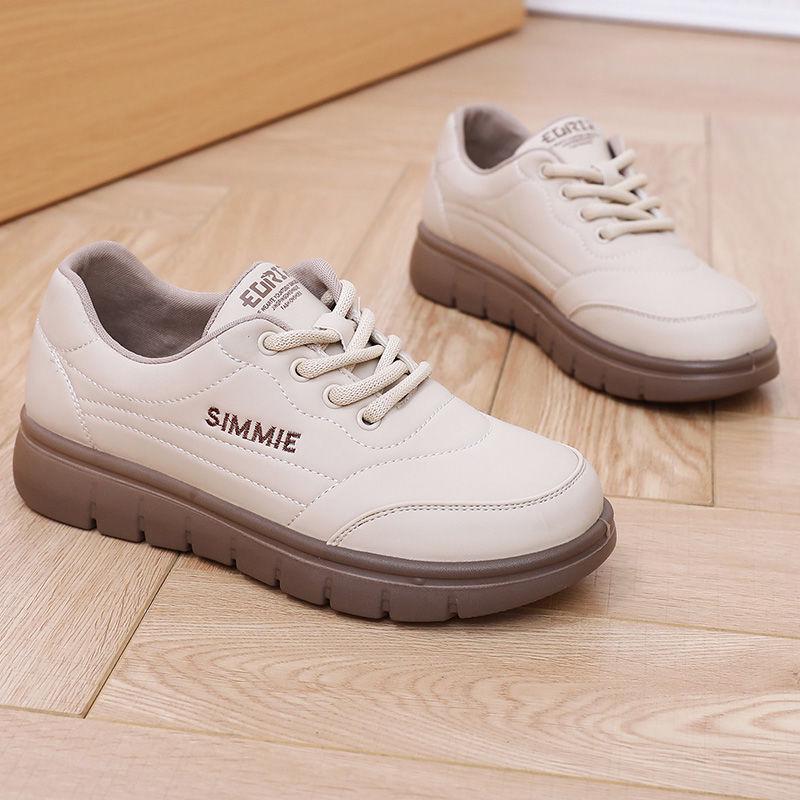 

Women s Versatile Leather Sneakers - Non-slip, Waterproof, Soft Canvas Shoes with Thick Sole for Spring & Autumn. 37 off білий колір