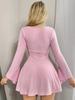 Fall Winter New Women's Fashion Ins Slim Stand Collar Waist A-Line Dress Long Sleeve Striped Dress