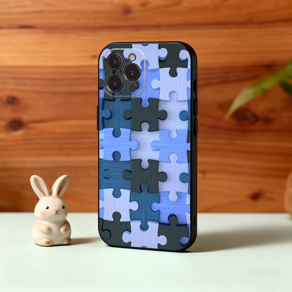 A-Autism S-Support P-Puzzle Pattern Phone Case For iPhone17,16,15,14,13,12,Plus,Pro Max, 5G Others Soft Black Cover