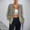 New Autumn Commuter Date Korean-style Laid-back Hooded Striped Women's Casual Jacket