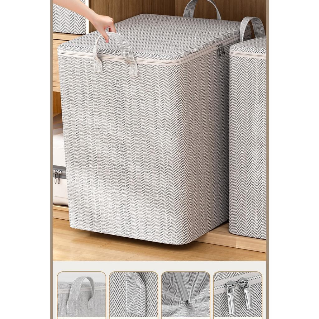 1 Velká krytá úložná taška, Odolná, Může uskladnit oblečení, deky, ložní prádlo, Organizér šetřící místo, Třídění a skladování oblečení