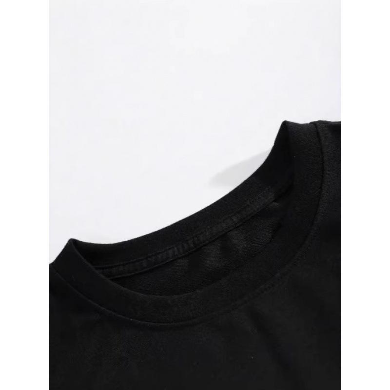 Cotton American Short Sleeve Shoulder T-Shirt Women's Bottom Shirt Loose Top High Quality