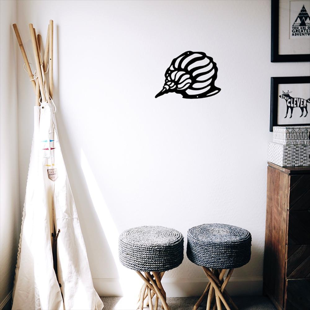 Metalowa Dekoracja Ścienna Muszla - Elegancka Naklejka Ścienna do Dekoracji Salonu, Na Zewnątrz i Sypialni | Stylowa Metalowa Zawieszka Ścienna do Domu