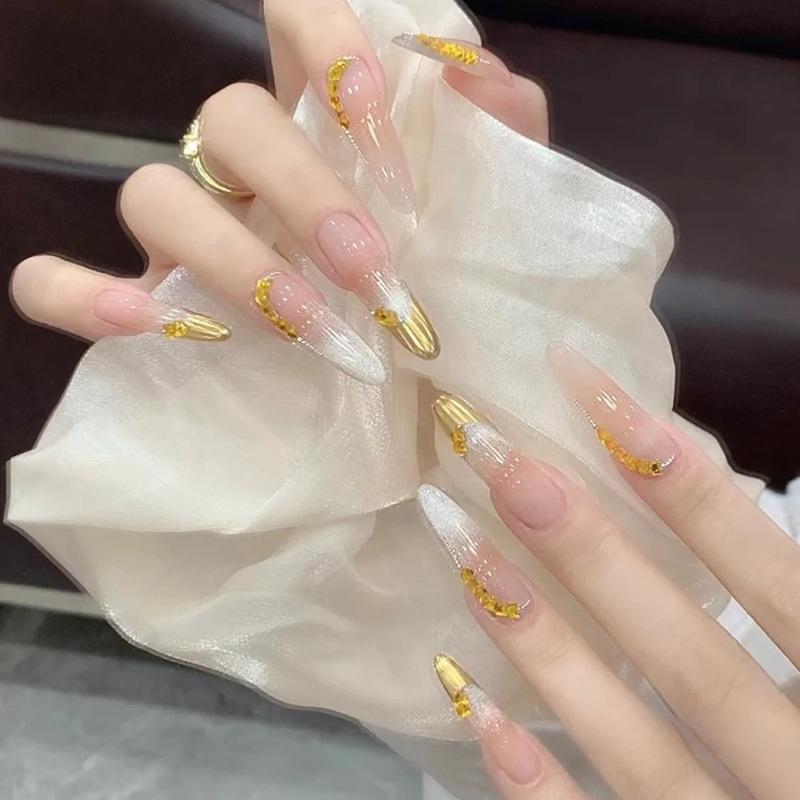 Abnehmbare Ballerina-Kunstnägel, tragbare Kunstnägel, Katzenaugen-Nagelspitzen, Maniküre-Werkzeug, Aufdrücknägel